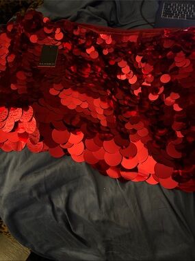 Eloquii Red Oversized Sequin Mini Skirt